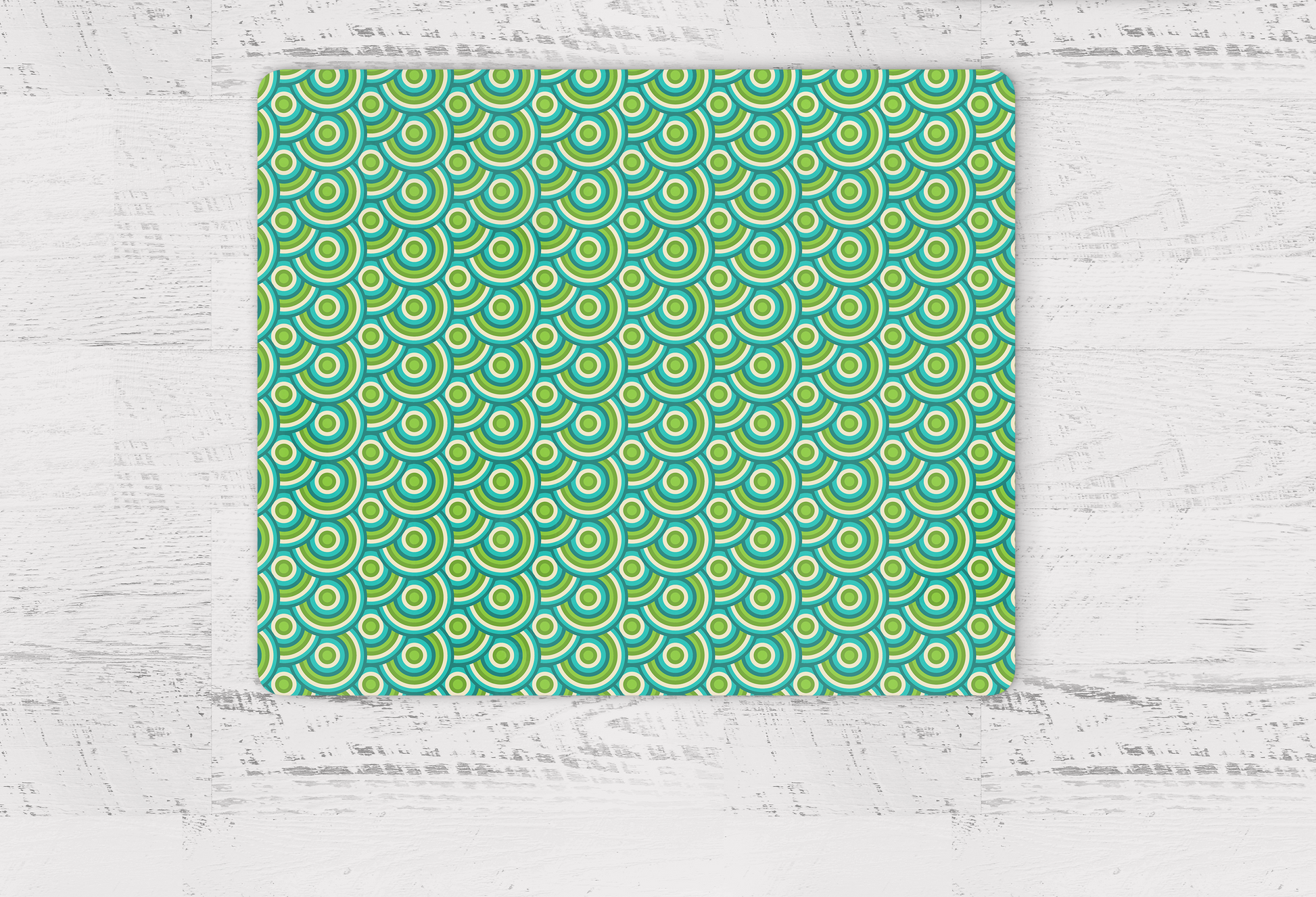 Green Retro 1970s Geometric Placemats, Set of 4 or Set of 6