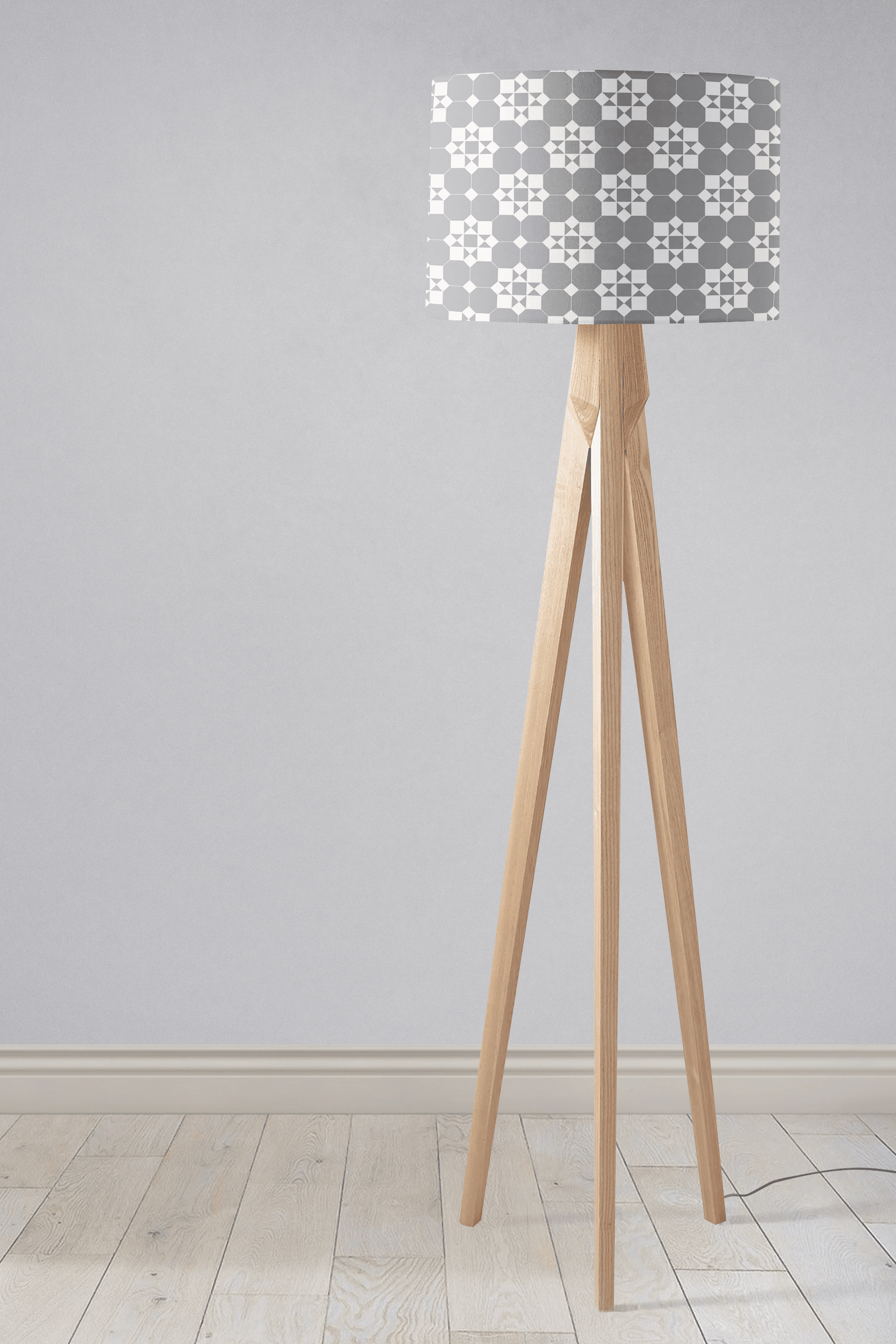 Grey and White Tiles Design Geometric Lampshade