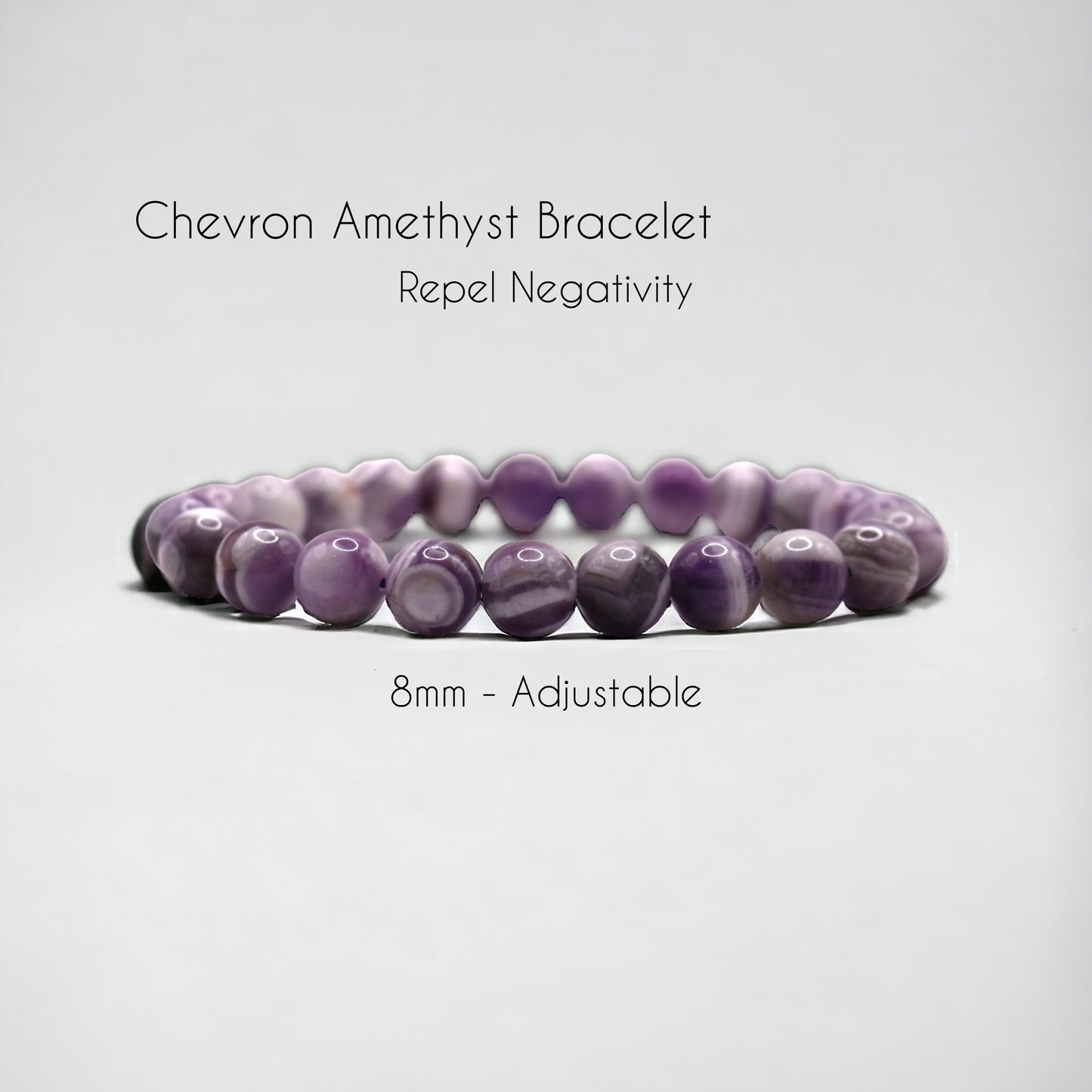 8mm High Quality Chevron Amethyst Strech Bracelet