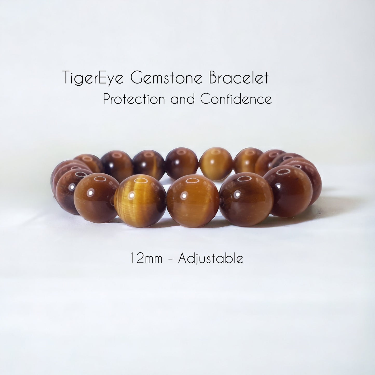 12mm Natural TigerEye Strech Bracelet