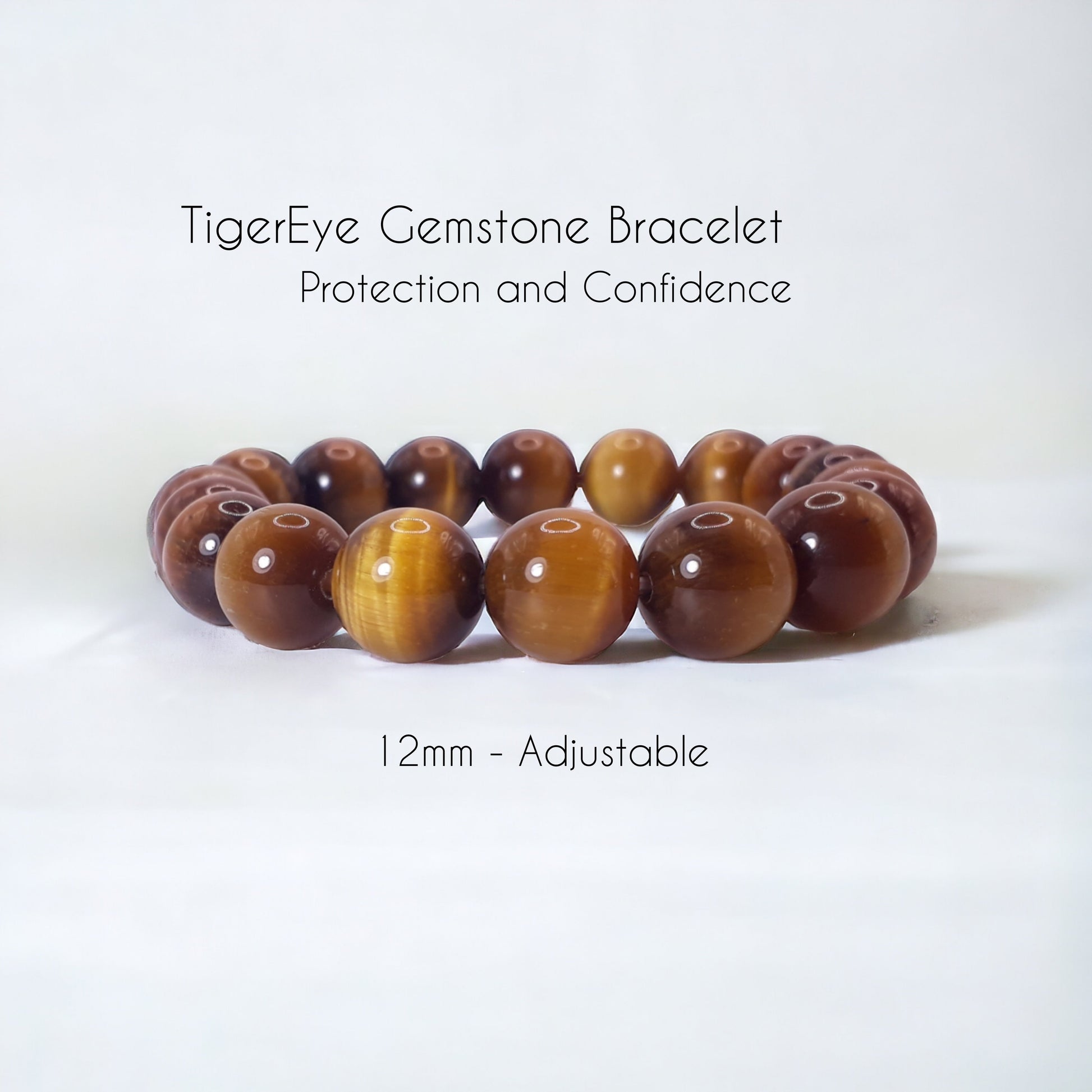12mm Natural TigerEye Strech Bracelet