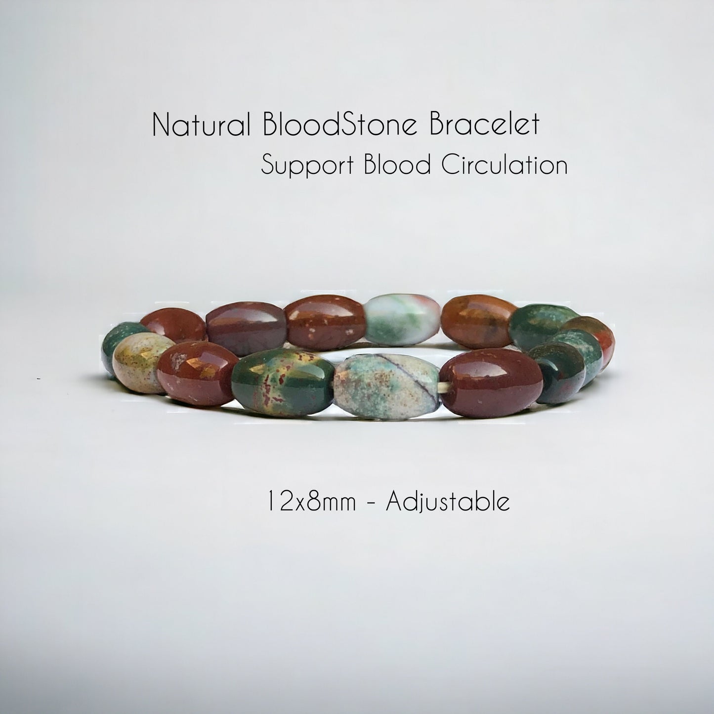 Plasma Chalcedony aka Natural BloodStone Strech Bracelet