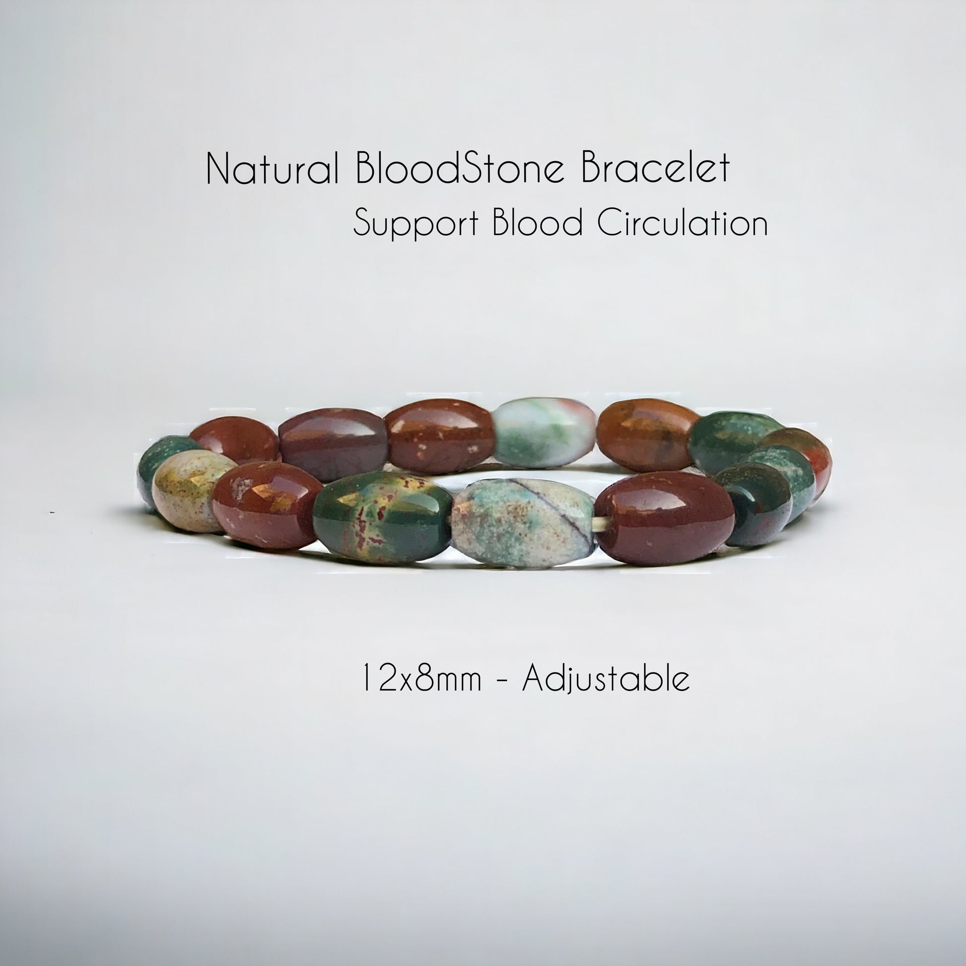 Plasma Chalcedony aka Natural BloodStone Strech Bracelet