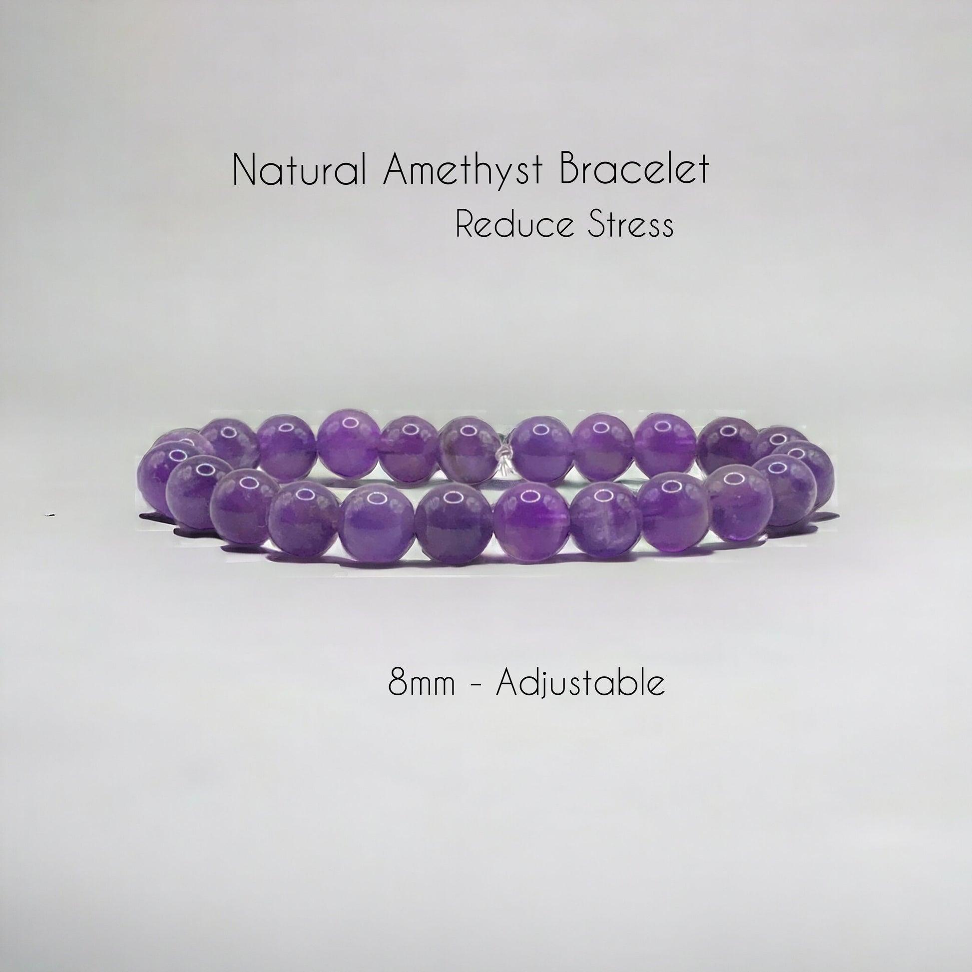 8mm Natural Amethyst Gemstone Strech Bracelet