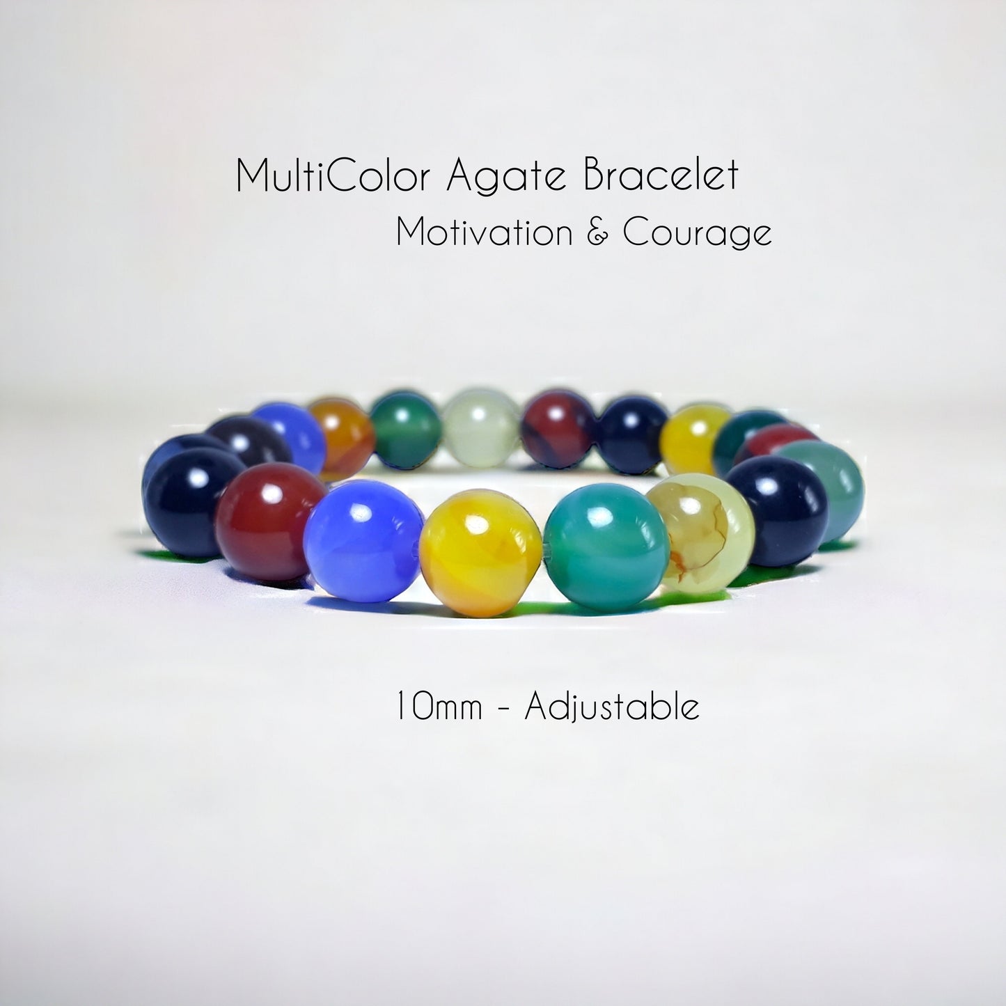 7 Chakra MultiColor Natural Agate Bracelet - 10mm