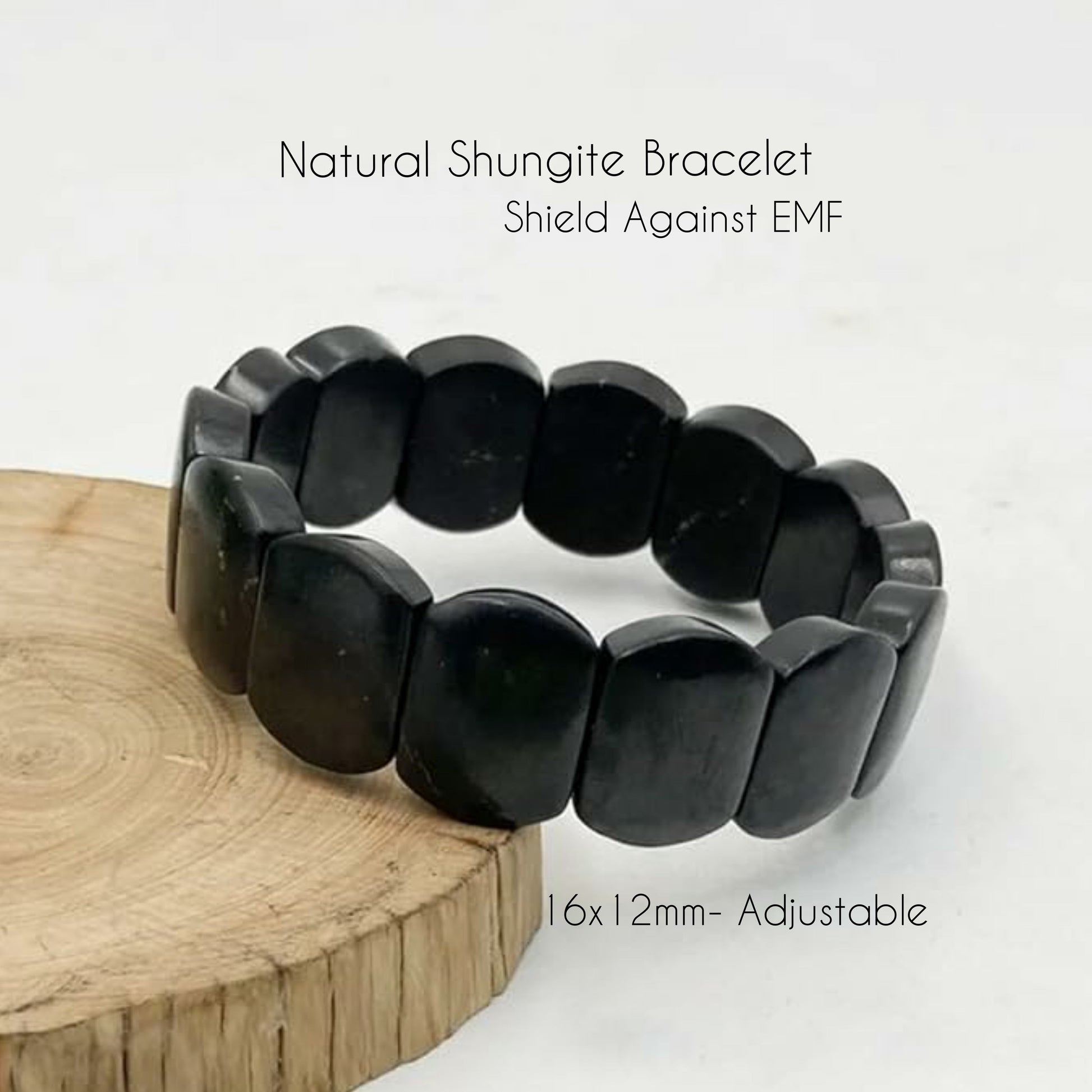 Natural Rare Shungite Gemstone Strech Bracelet