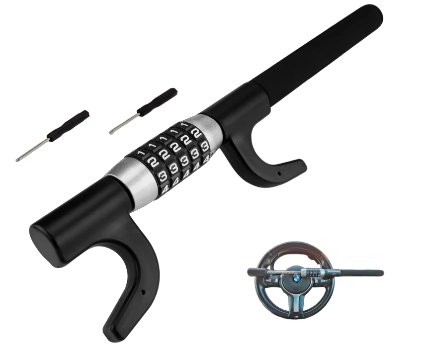 Guardian 5-Digit Combination Steering Wheel Lock, Heavy Duty Keyless Anti-Theft Steering Wheel Lock