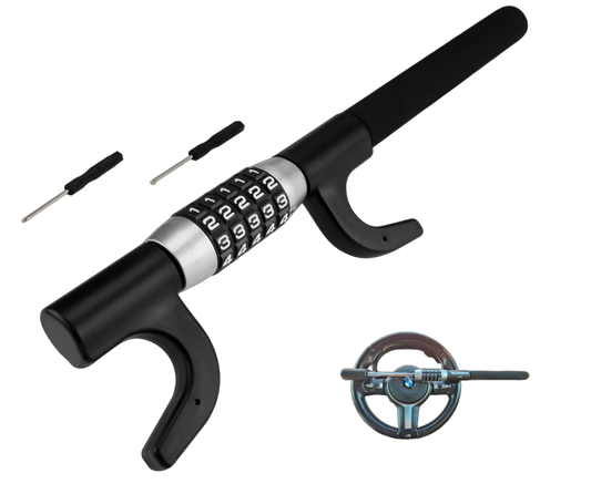 Guardian 5-Digit Combination Steering Wheel Lock, Heavy Duty Keyless Anti-Theft Steering Wheel Lock