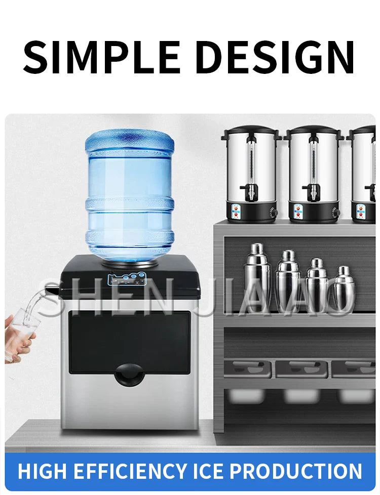 150W Ice Maker Commercial Small 30KG/24H Automatic Ice Maker for Household Milk Tea Shop Bottled Water Ice Cube Making Machine
