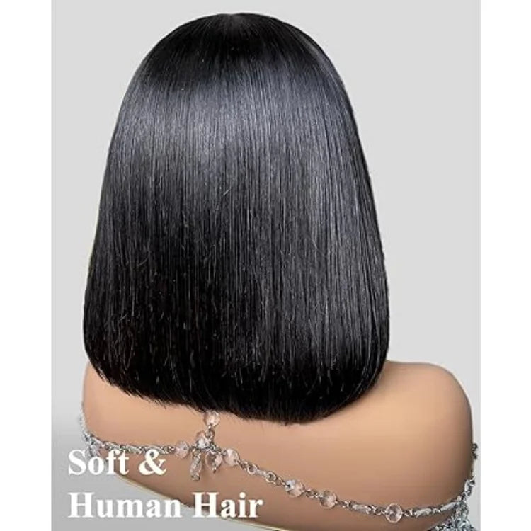 13X4 Lace Front Wigs Human Hair Straight Bob Wig Human Hair Glueless Wigs for Black Women 180% Density