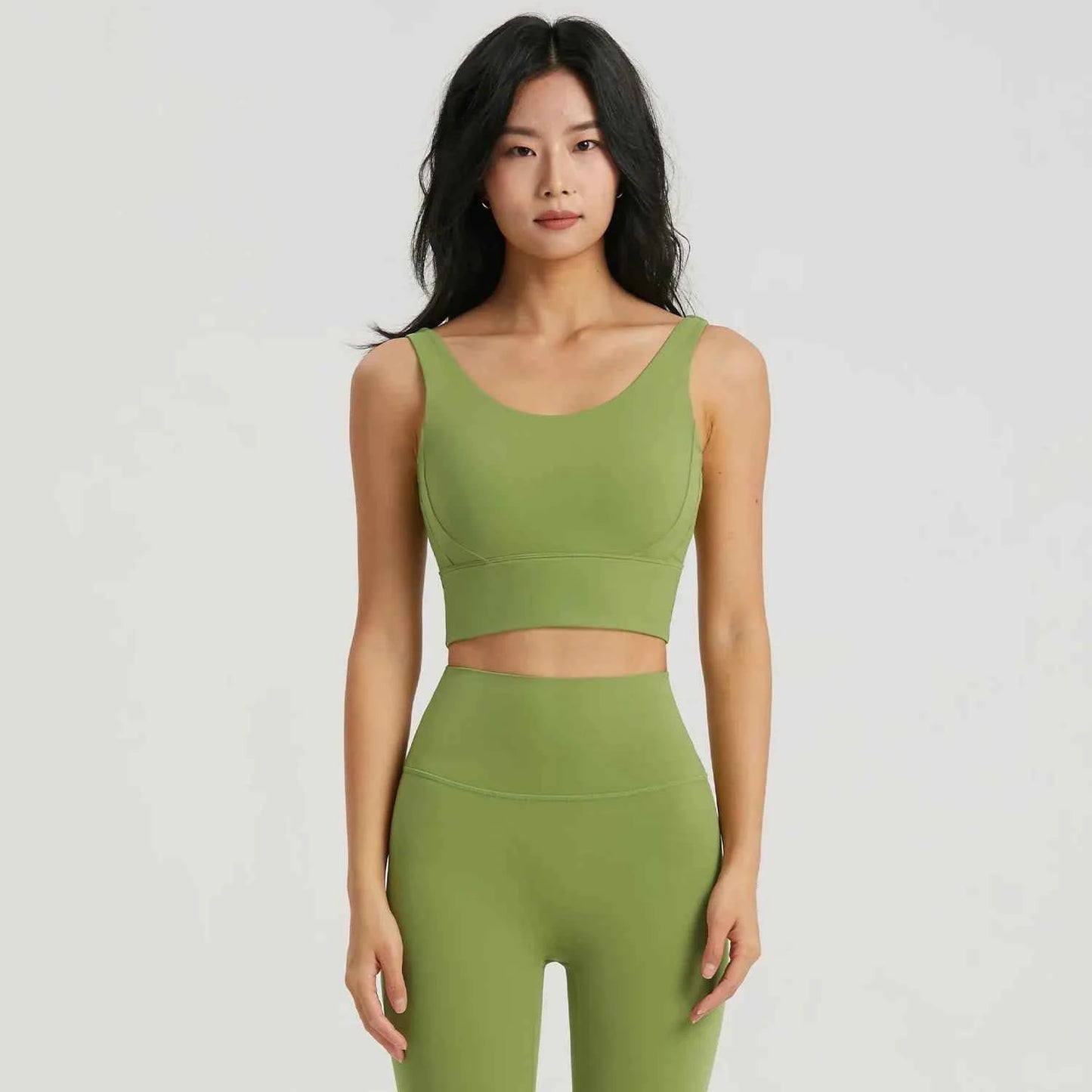 Gym Outfit High Waist Yoga Leggings for Women with Phone Pockets & U Back Sports Bra Set