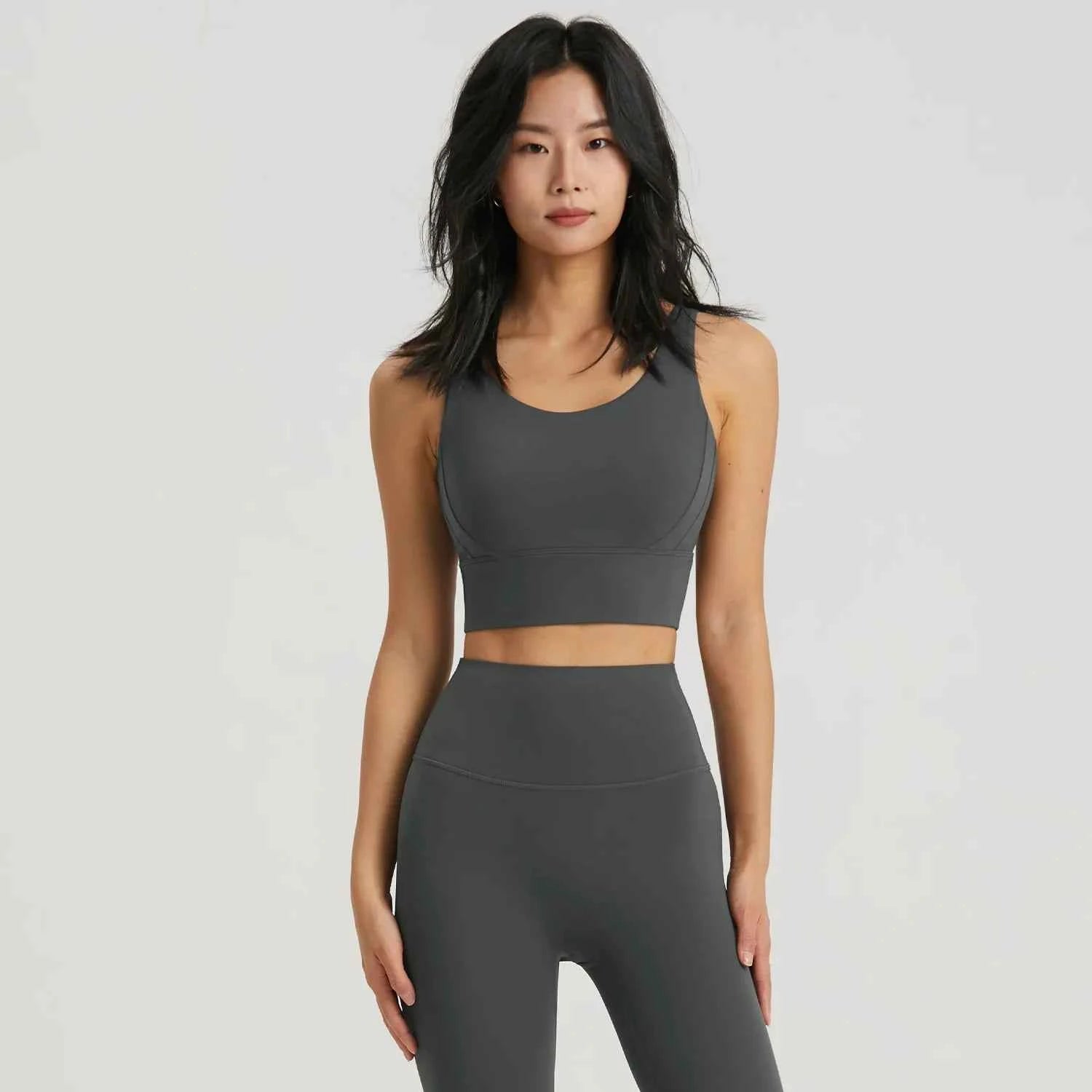 Gym Outfit High Waist Yoga Leggings for Women with Phone Pockets & U Back Sports Bra Set