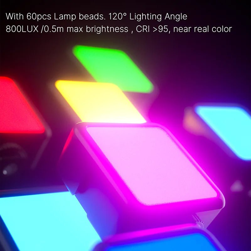 Full Color RGB LED Video Light 2500K-9000K 800LUX Magnetic