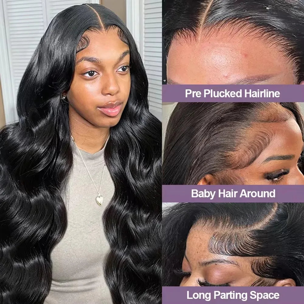 6x4 Transparent Lace 150% 180% 250% Density Bleached Knots Pre-Plucked for Women Body Wave Human Hair Wig Lace Front