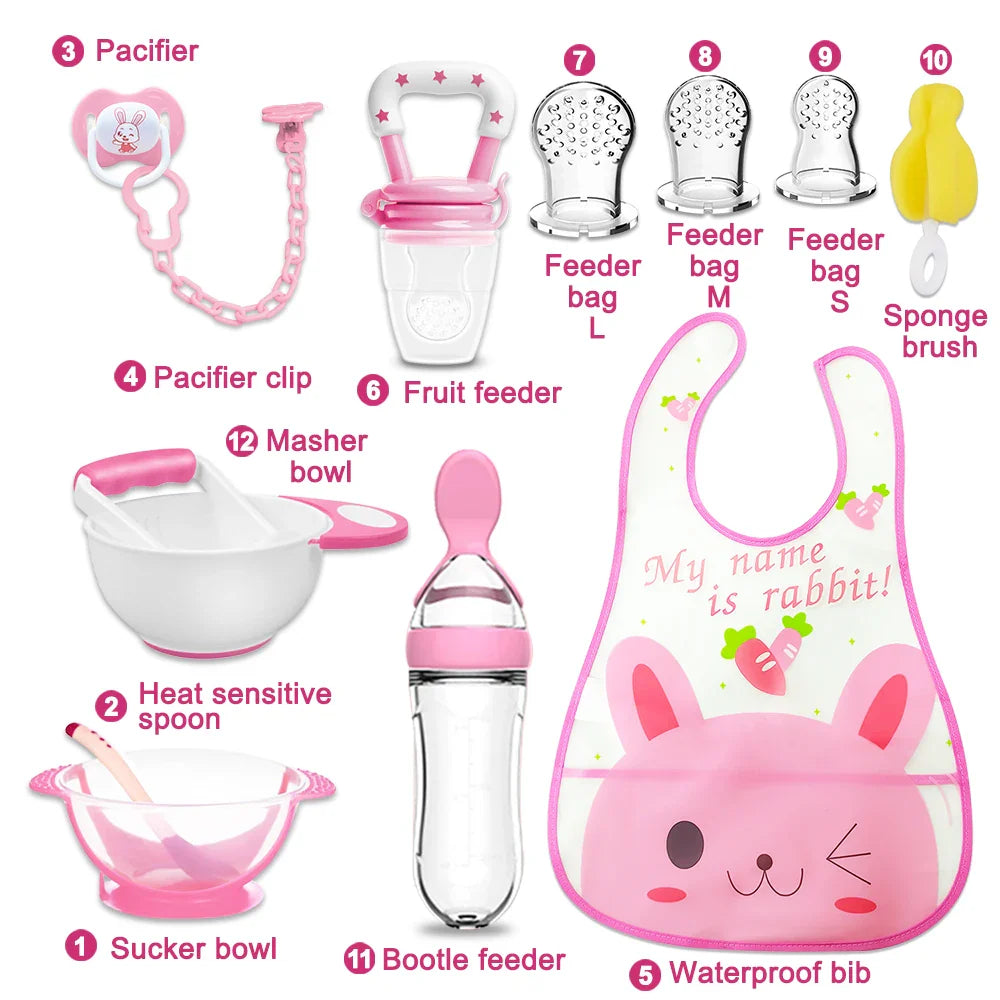 Bimirth Baby Fruit Feeder Bottle Spoon Food Masher Tools Teether Pacifier Combo Set 12pcs