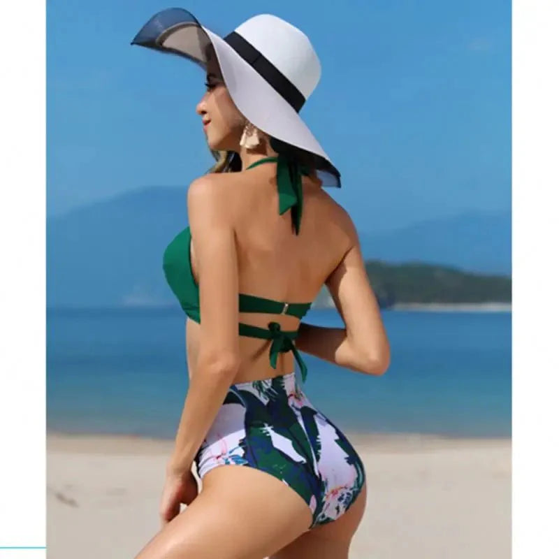 Bikini Set Ruched Swimwear Women Print Swimsuit Push Up High Waist Bikinis Plus Size Bathing Suit Beachwear