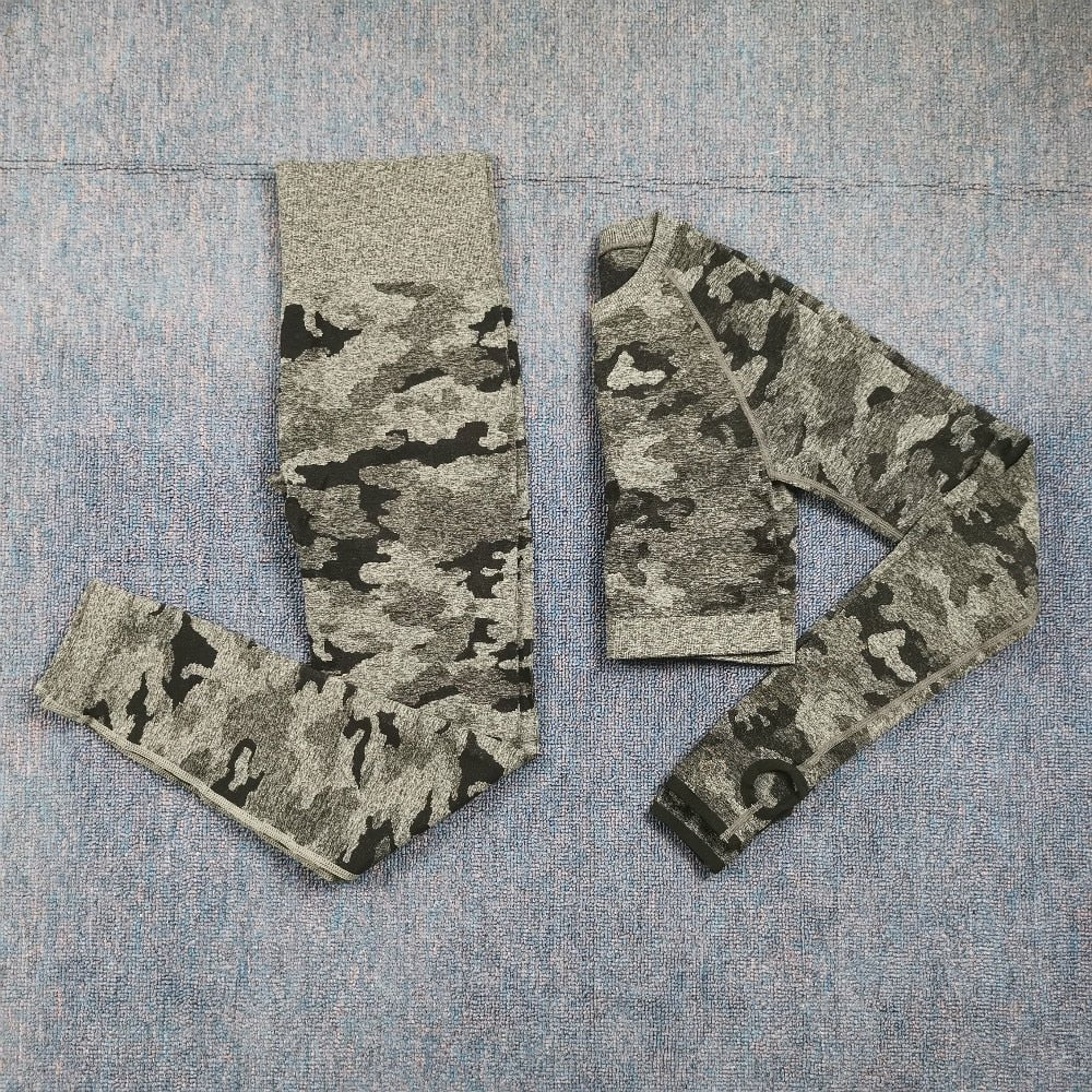3PCS Camouflage Yoga Set for Women Seamless Fitness Yoga Bra Sports Bra High Waist GYM Camo leggings Pants Fitness Suits Workout