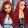 99j Burgundy Red Wine 13x4 Full Frontal Lace Preplucked Colored Human Hair Wig HD Transparent Lace Front Hair Wigs