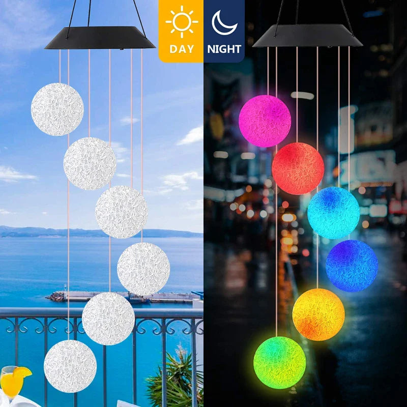 Hummingbird Wind Chime Light Color Changing Waterproof Hanging Solar Light