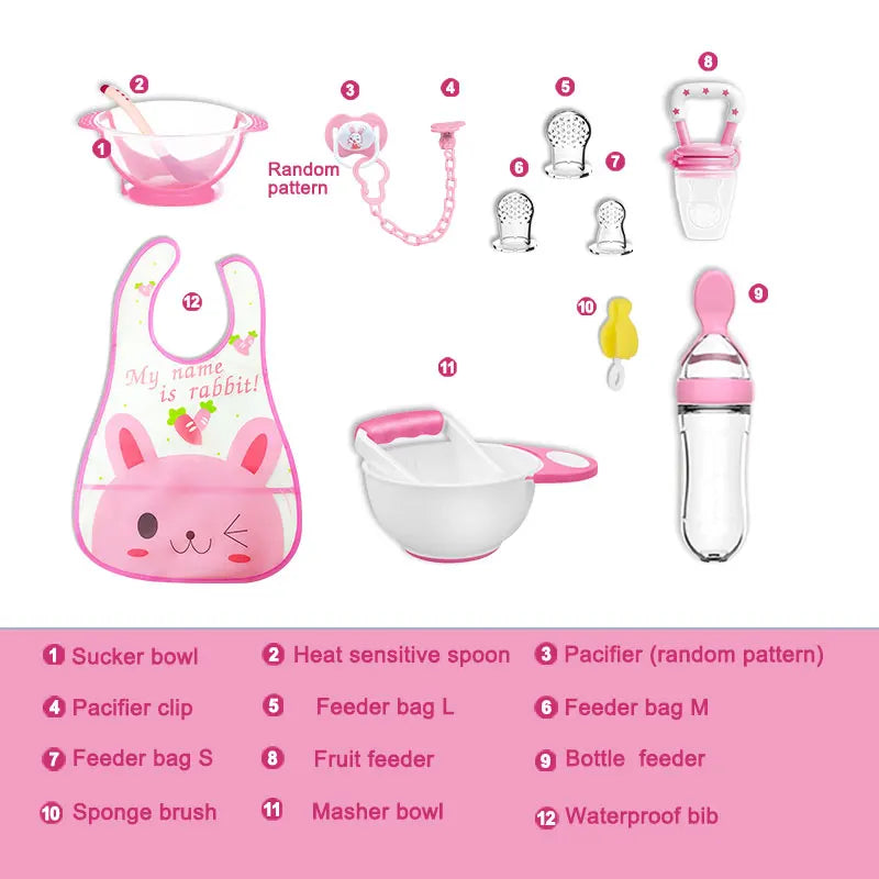 Bimirth Baby Fruit Feeder Bottle Spoon Food Masher Tools Teether Pacifier Combo Set 12pcs