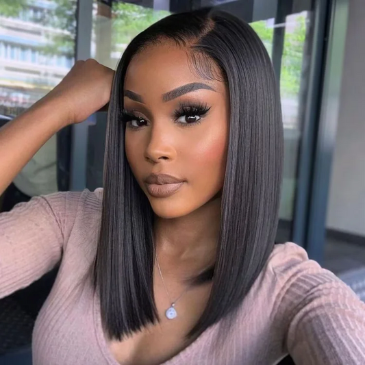 13X4 Lace Front Wigs Human Hair Straight Bob Wig Human Hair Glueless Wigs for Black Women 180% Density