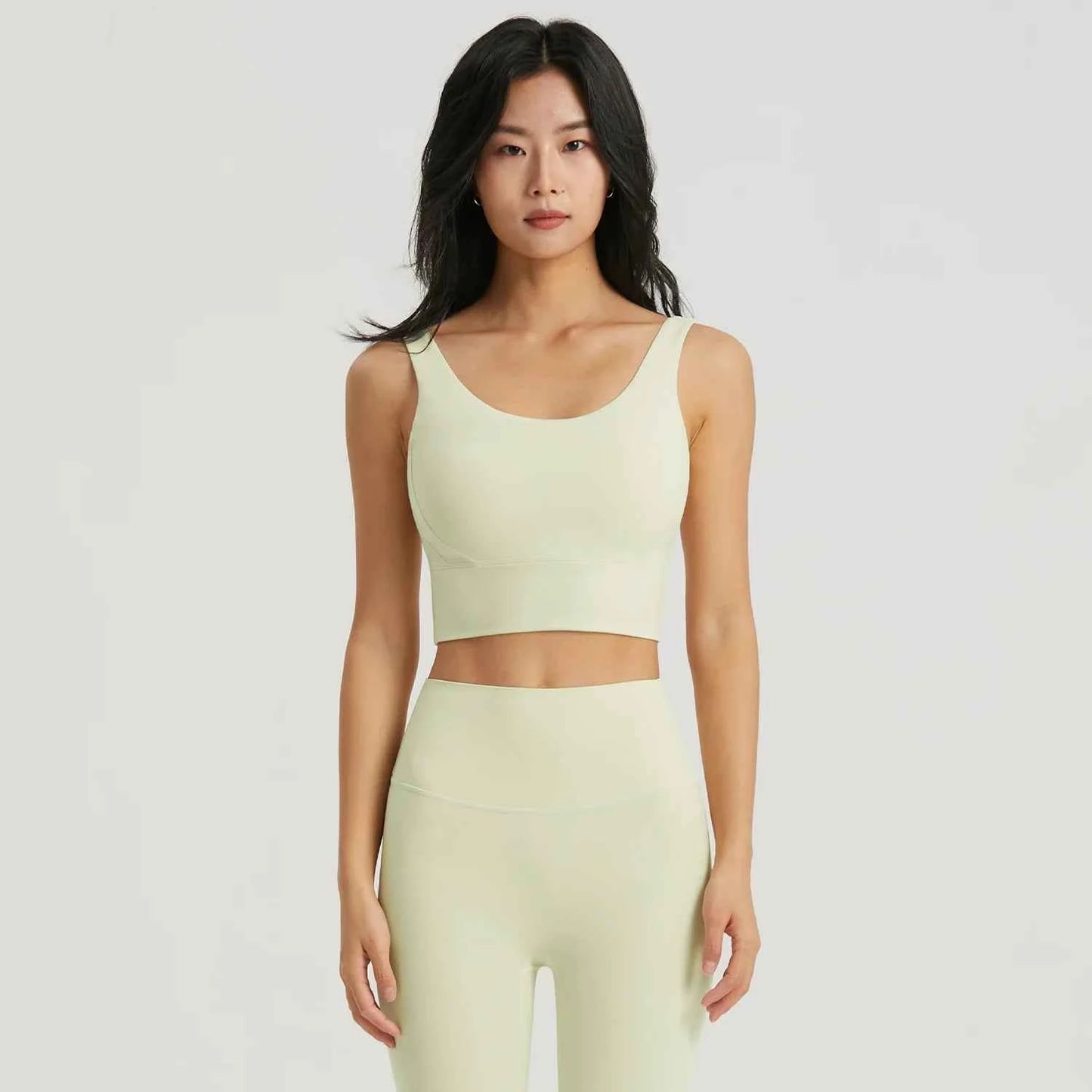 Gym Outfit High Waist Yoga Leggings for Women with Phone Pockets & U Back Sports Bra Set