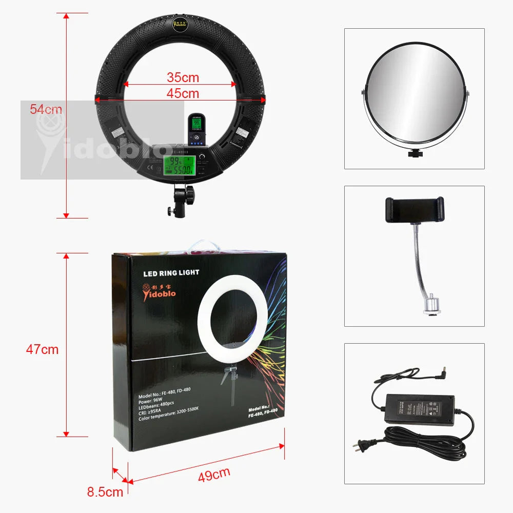 96W Ring Light Photography Led Ring Lamp 2700-10000k With Mobile Holder Tripod Stand Ringlight kit For Live Video Streaming