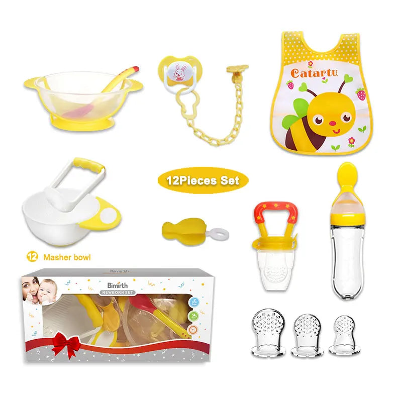 Bimirth Baby Fruit Feeder Bottle Spoon Food Masher Tools Teether Pacifier Combo Set 12pcs