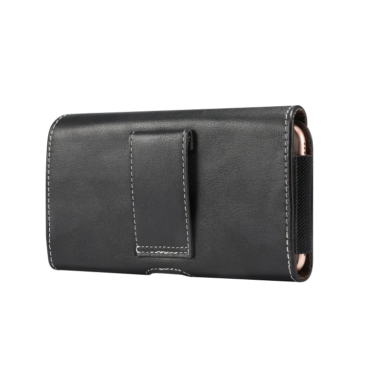 Men Lambskin Texture Multi-functional Universal Mobile Phone Waist Pack Leather Case for 6.9 Inch or Below Smartphones(Black)