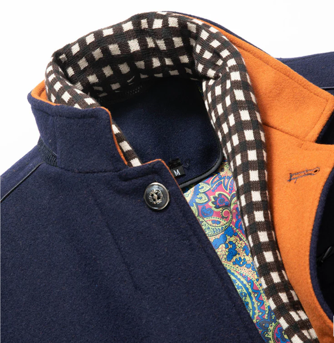 Mens Winter Wool Coat Thick Stand Collar With Scarf Navy Blue Size M, Biutimarden