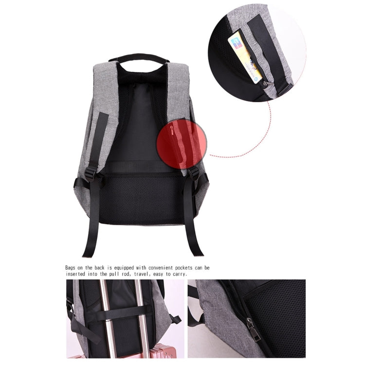 Multi-Function Large Capacity Travel Anti-theft Security Casual Backpack Laptop Computer Bag with External USB Charging Interface for Men / Women, Size: 42 x 29 x 14 cm, Black, Grey, Blue, Purple