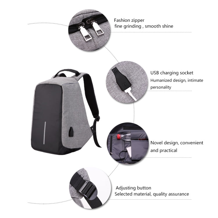 Multi-Function Large Capacity Travel Anti-theft Security Casual Backpack Laptop Computer Bag with External USB Charging Interface for Men / Women, Size: 42 x 29 x 14 cm