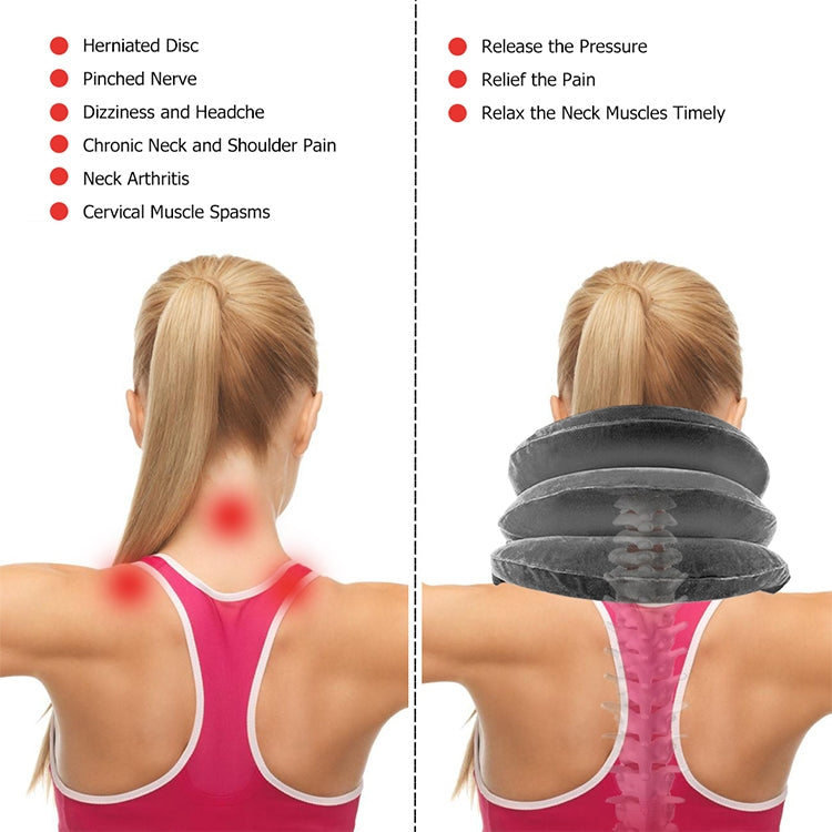 Household Full Cashmere Cervical Traction Instrument Neck Protection Inflatable Cervical Spine Massage Instrument (Grey)