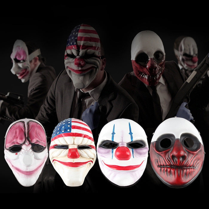Halloween Mask PVC Halloween Festival Party Mask, US Flag Pattern, Clown Pattern, Red Brain Pattern, Old Man Pattern