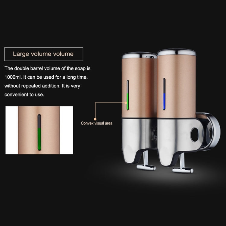 Dual Hotel Shower Manual Dispenser Wall Mounted Washing Liquid Shampoo Soap Bottle, Capacity: 1000ml, 1000ml/White, 1000ml/Dark Red, 1000ml/Green, 1000ml/Blue, 1000ml/Purple, 1000ml/Red, 1000ml/Silver, 1000ml/Black, 1000ml/Gold, 1000ml/Transparent