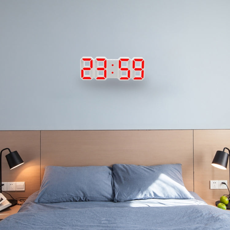 Multi-Function Large 3D LED Digital Wall Alarm Clock with Snooze Function, 12/24 Hours Display for Home, Kitchen, Office, DC 5V, CE Certificated, White Body White Characters, White Body Green Characters, White Body Blue Characters                      ...