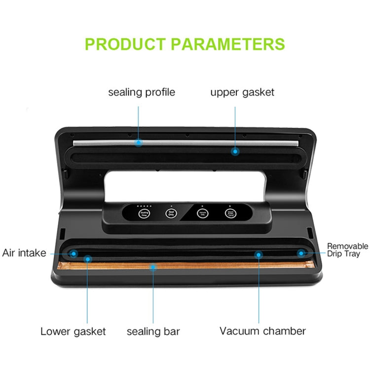 Automatic Vacuum Sealer for Household Food Preservation, with Food Grade Vacuum Bags, US Plug