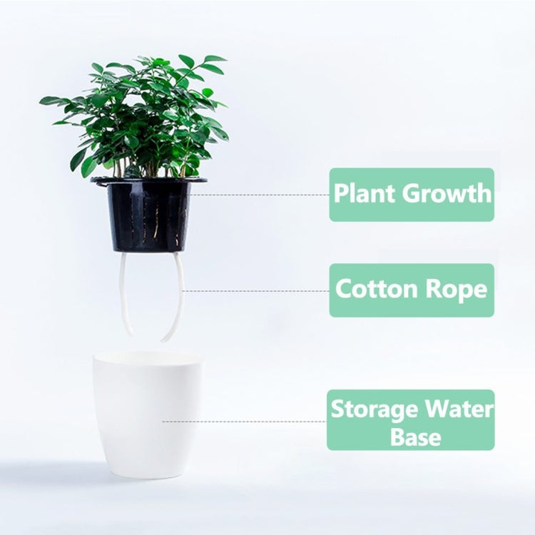 Lazy Flower Pots Automatic Water-absorbing Hydroponic Potted Plants Circular Resin Plastic Flower Pots Double-layer Design Self Watering Planter, Diameter: 13cm, Height: 13.7cm