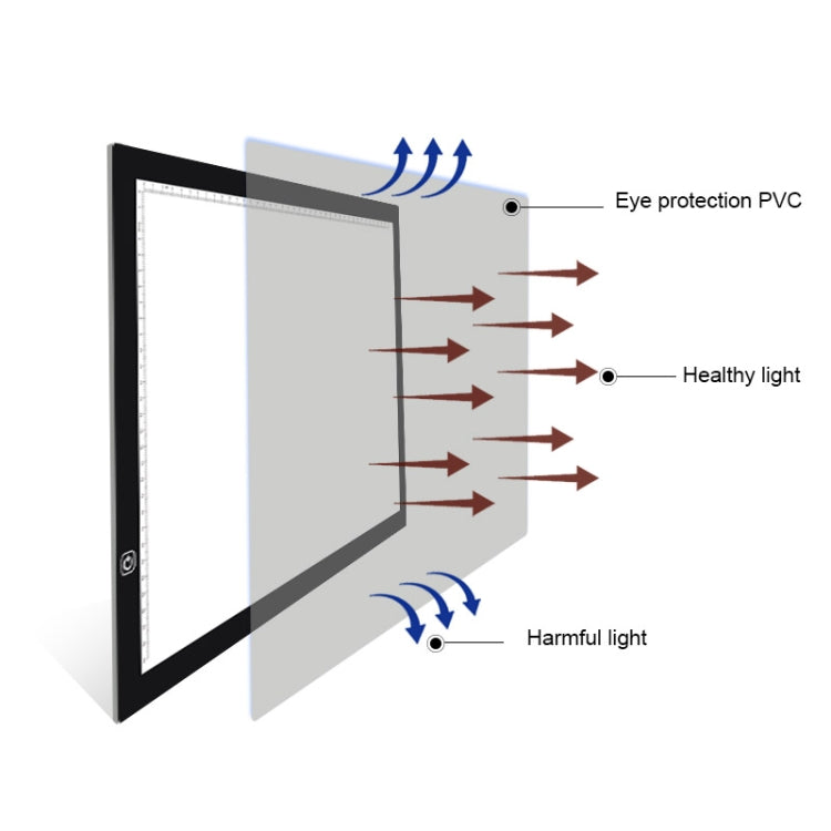 A3 Size 8W 5V LED Ultra-thin Stepless Dimming for Acrylic Copy Boards for Anime Sketch Drawing Sketchpad, with USB Cable, With USB Cable