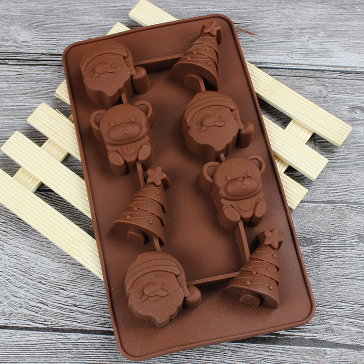 2 PCS Christmas Tree Santa Claus Chocolate Dessert Pastry Kitchen Baking Silicone Ice Lattice Mold, Santa Claus