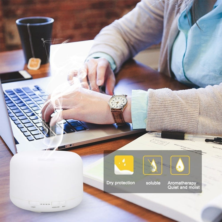 T500 Remote Control Clear White Air Humidifier Automatic Alcohol Sprayer Essential Oil Diffuser Ultrasonic Mist Maker Ultrasonic Aroma Diffuser Atomizer Color LED, Capacity: 500ml, DC 24V, US Plug, Clear White (500ml), Wood Pattern (500ml)