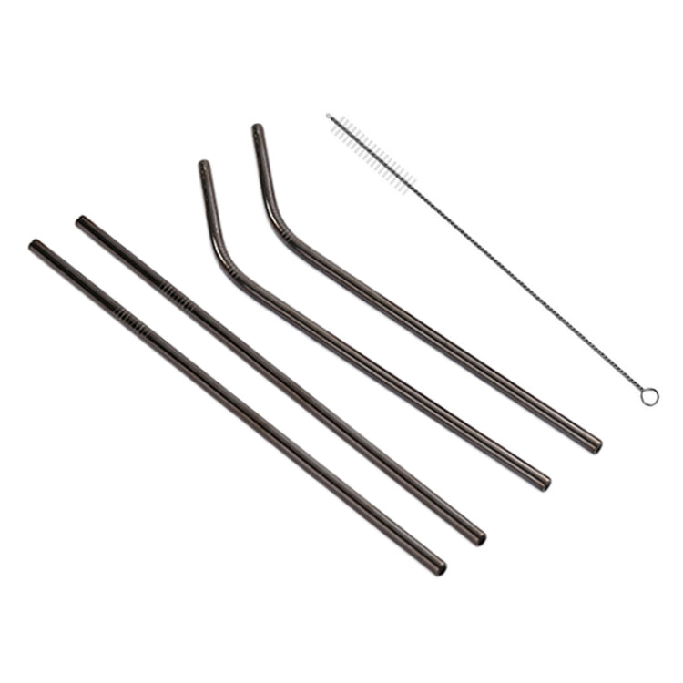 4pcs Reusable Stainless Steel Drinking Straw + Cleaner Brush Set Kit,  215*6mm, 215*6mm (Combination)