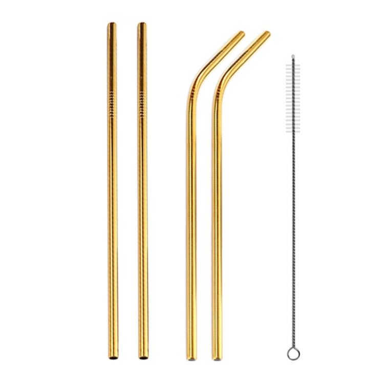 4pcs Reusable Stainless Steel Drinking Straw + Cleaner Brush Set Kit,  266*6mm, 266*6mm (Combination)