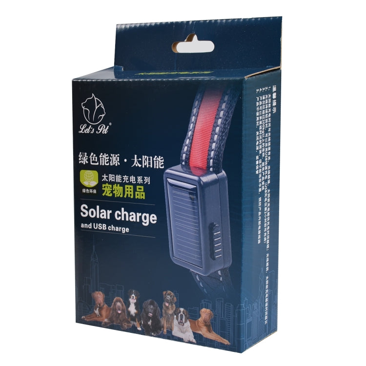 Medium and Large Dog Pet Solar + USB Charging LED Light Collar, Neck Circumference Size: S, 35-40cm, Size: S