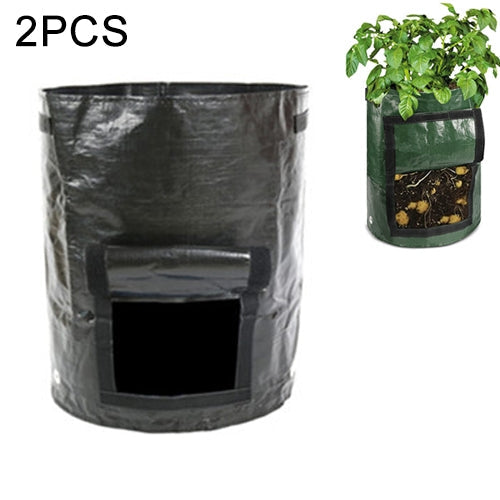 2 PCS 7 Gallons Potato Planting PE Bags Woven Fabric Bags Cultivation Garden Pots Vegetable Planting Bags Grow Bags Farm Garden Supplies, Yellow, Green, Black, Orange