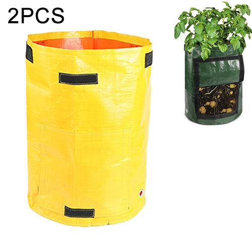 2 PCS 7 Gallons Potato Planting PE Bags Woven Fabric Bags Cultivation Garden Pots Vegetable Planting Bags Grow Bags Farm Garden Supplies, Yellow, Green, Black, Orange