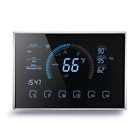 BHP-8000-WIFI-SS 3H2C Smart Home Heat Pump Round Room Brushed Mirror Housing Thermostat with WiFi, AC 24V, with WiFi