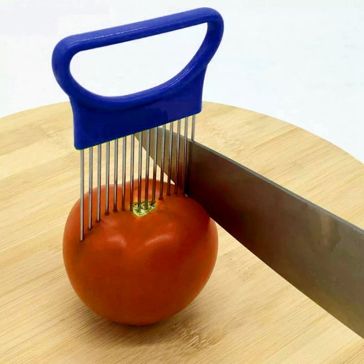 Stainless Steel Vegetable Onion Cutter Holder Meat Needle Kitchen Tools, Green, Blue, White, Orange