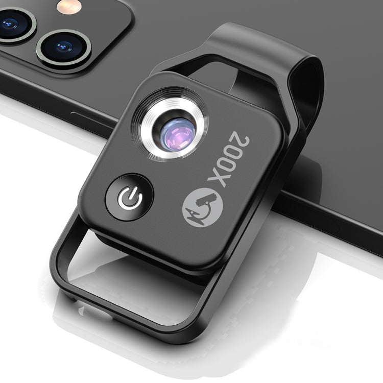 APEXEL™ APL-MS002BK 200X HD Universal Portable Mobile Phone Microscope with LED Light (Black)