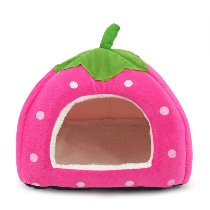 Strawberry Shaped Foldable Short Plush Pet House Nest, Size: S, Purple, Size S, Red, Size S, Pink, Size S, Blue, Size S